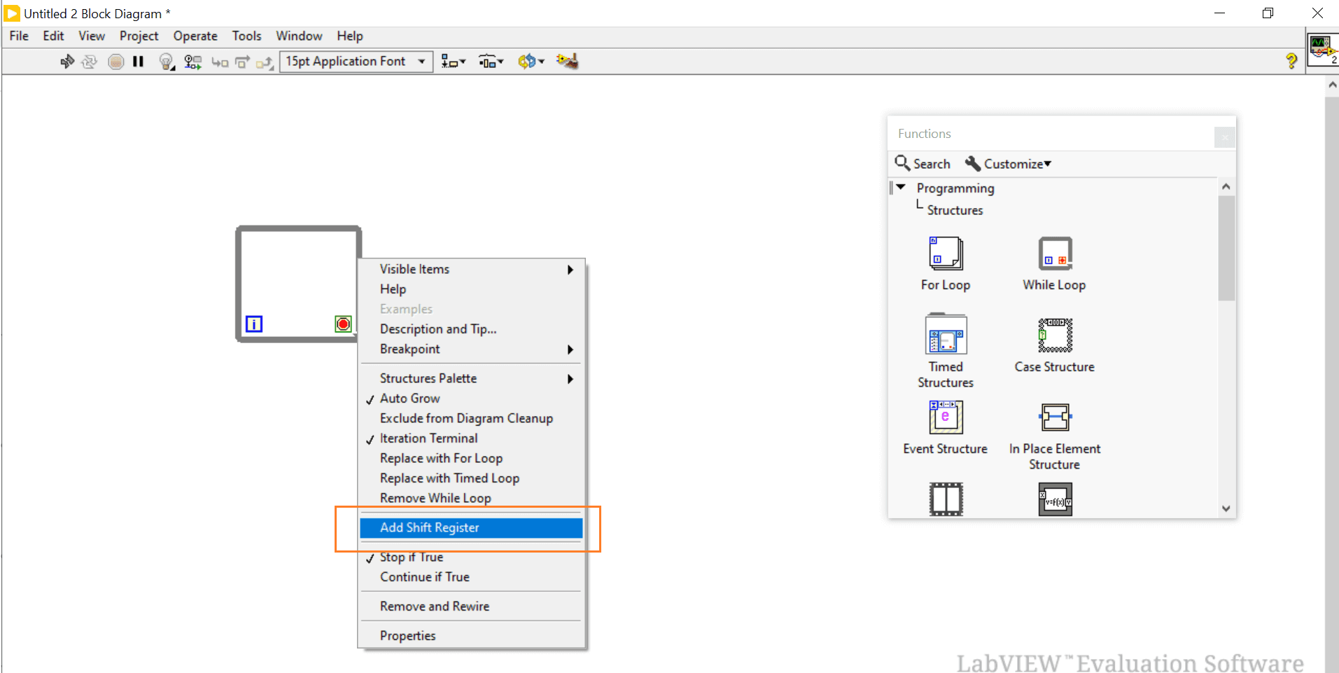 Adding Shift Register in LabVIEW