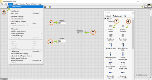 LabVIEW Block Diagram Example Design the front panel