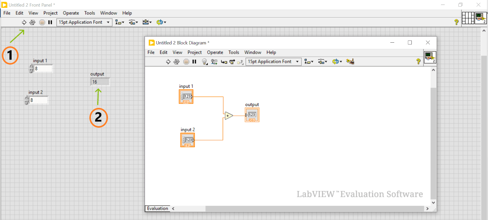 LabVIEW Block Diagram Example Run and Test the VI