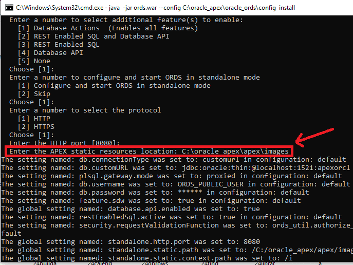 Oracle Apex Configuring ORDS Server Step 9